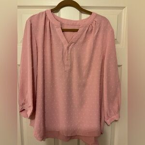 Pink Swiss-Dot XXL 3/4 Sleeve Women's Blouse VERY PRETTY